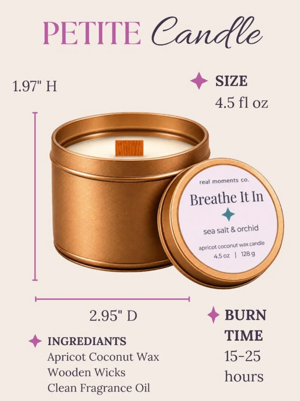Breathe It In Candle, Sea Salt & Orchid, Self Care Candle Petite Gift Set